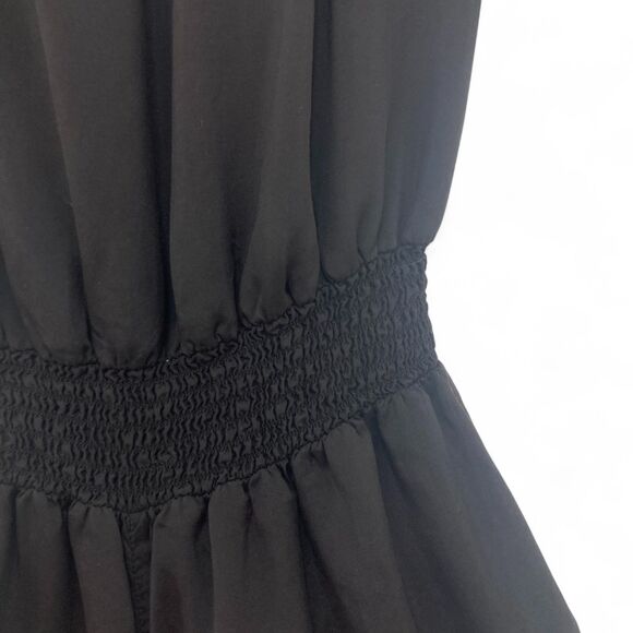 Patrizia Pepe Romper Women's S Smocked Neck & Waist Pom Pom Trim Silky Black - Picture 8 of 16